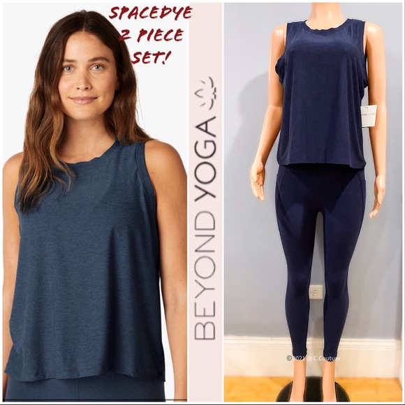 Beyond Yoga Pants - Beyond yoga NEW SPACEDYE SET in noctual navy $157 hip pocket featherweight top M